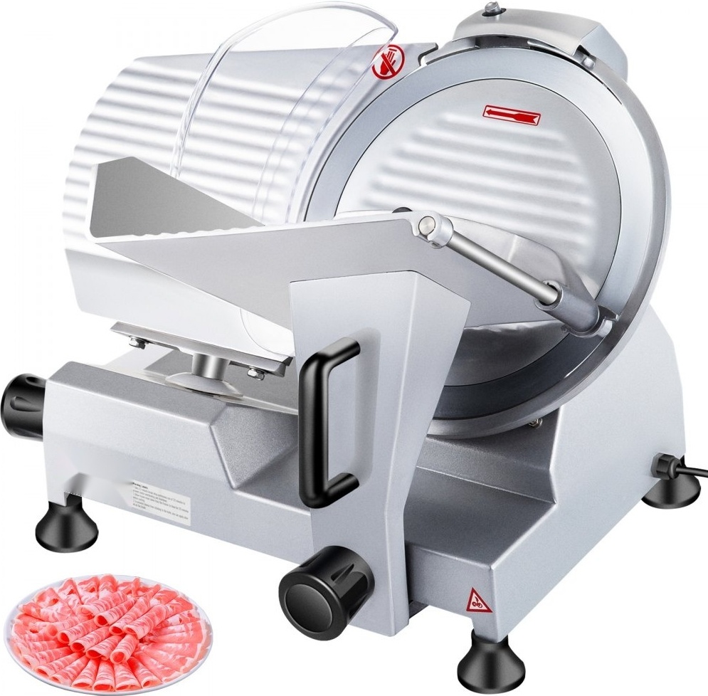 Kommerzieller Fleisch-Allesschneider 240 W - Elektrische Aufschnittmaschine mit 25,4 cm Kohlenstoffstahlklinge - Verstellbare Dicke 0-12 mm - Ideal für Fleisch, Käse, Gemüse etc.