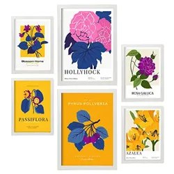 POSTER Set Mit 6 Blumen Gewächshaus Natur Und Botanikdrucke Für Innenarchitektur A3 & A4 Weißer Rahmen