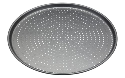 KitchenCraft MasterClass Crusty Bake Geperforeerde Pizzaplaat met PFOA-vrije Antiaanbaklaag van Koolstofstaal
