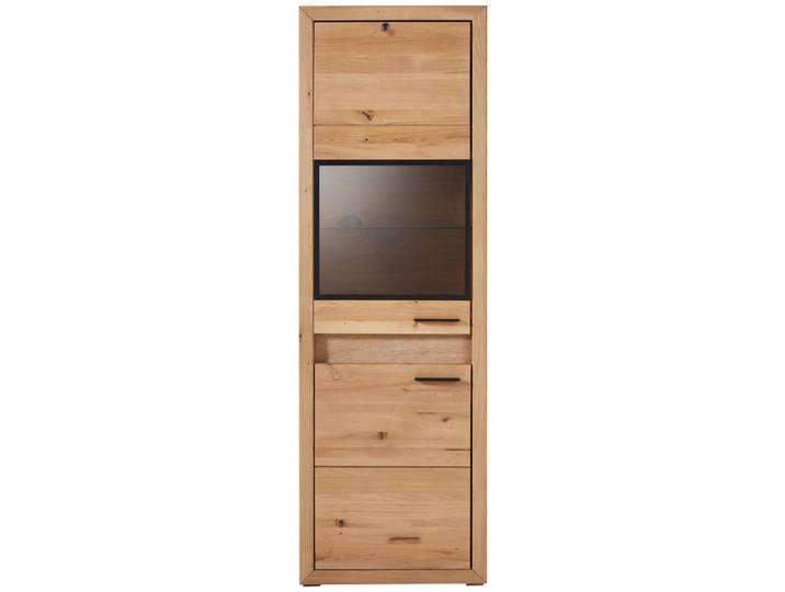 Cantus Vitrine, Asteiche Wildwuchs, Holz, Glas, Asteiche, furniert, massiv, 2 Fächer, 63.8x198.4x41 cm, Beimöbel erhältlich, stehend, Beleuchtung, Wohnzimmer, Wohnwände, Vitrinenschränke