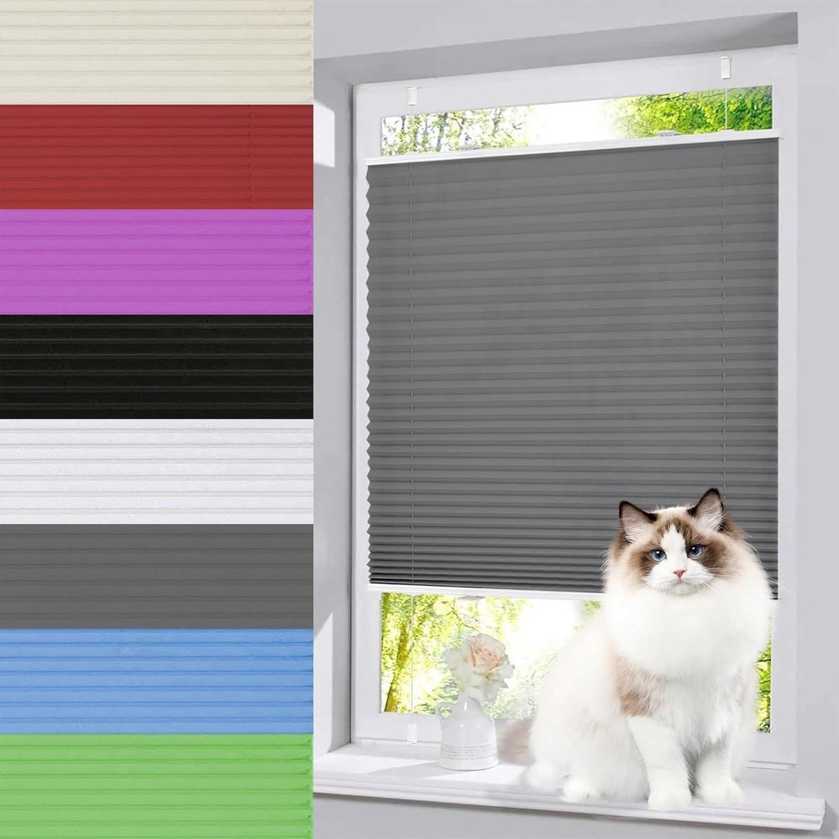 Grijs plisségordijn voor privacy en lichtfiltering - 60 x 210 cm