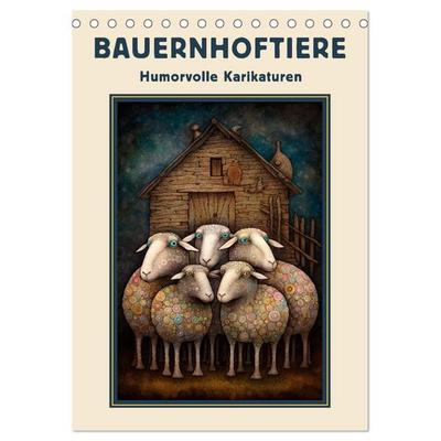 Bauernhoftiere - Humorvolle Karikaturen (Tischkalender 2027 DIN A5 hoch), CALVENDO Monatskalender