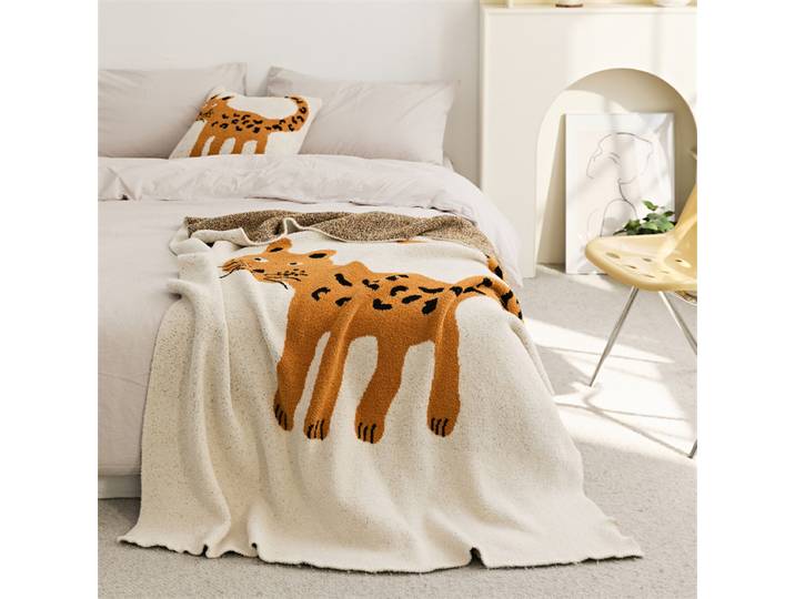 Couverture de loisirs léopard tacheté en demi-velours, couverture de sieste pour bureau, couverture de canapé tricotée, couverture de lit
