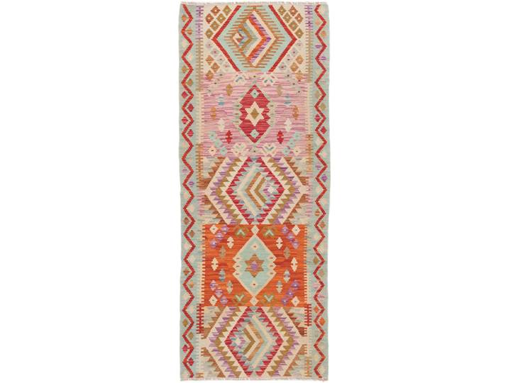 Kelim Afghan Teppich 78x196 Handgewebt Orientteppich Läufer Wolle
