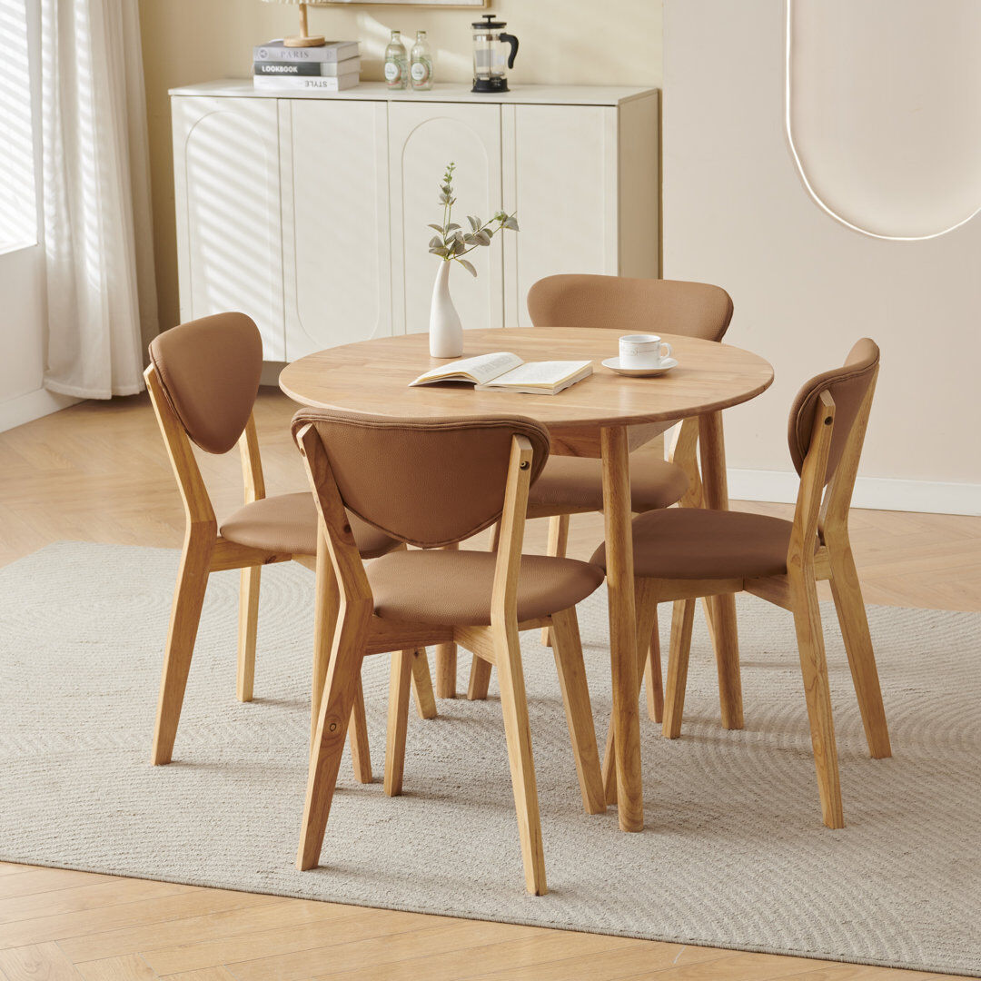Brambly Cottage 5 -Person Solid Wood Dining Set Khaki