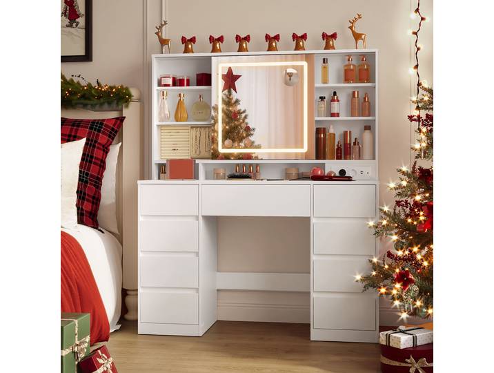 Coiffeuse lumineuse Zadock Type B 110 x 142 x 40cm Blanc