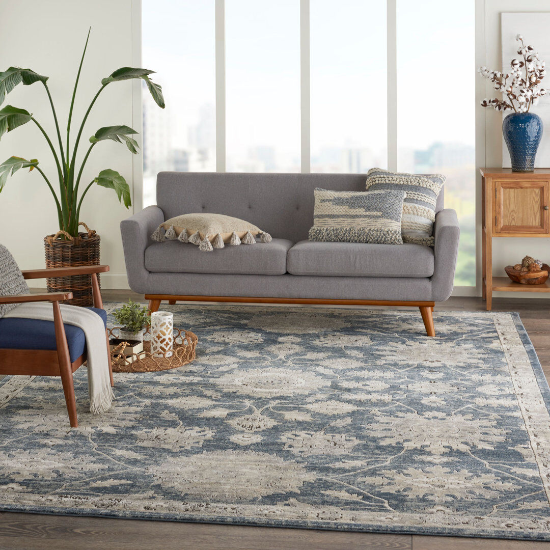 Latitude Vive Calabria Floral Area Rug Grey/Blue Rectangle 114 x 175cm
