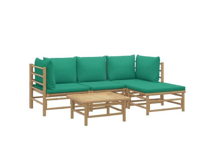 VIDAXL - Mobilier de jardin Salon de jardin - 5 pcs - avec coussins - vert - bambou - 55x65x30 cm 215499 Assemblage requis