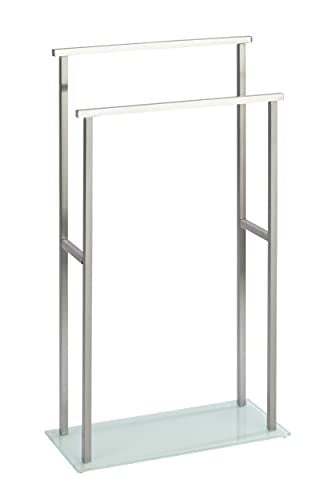 Wenko Debar handdoekstandaard van roestvrij staal en glas, vrijstaand, B/D/H: 20 x 83 x 46 cm
