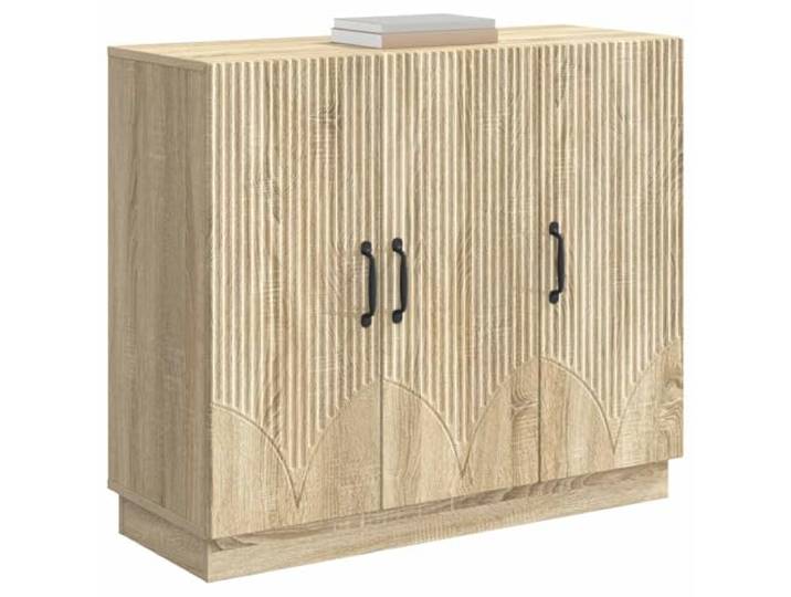 KTHLBRH Sideboard Eiche Sonoma 89 x 34,5 x 77 cm Ingenieuriertes Holz 3 Türen, 60 kg Kapazität, großer Raum, vielseitige Verwendung, einfache Montage