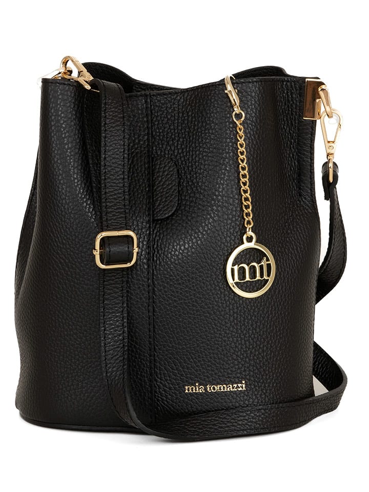 Mia Tomazzi Leder-Umhängetasche in Schwarz - (B)20 x (H)23 x (T)14 cm - onesize