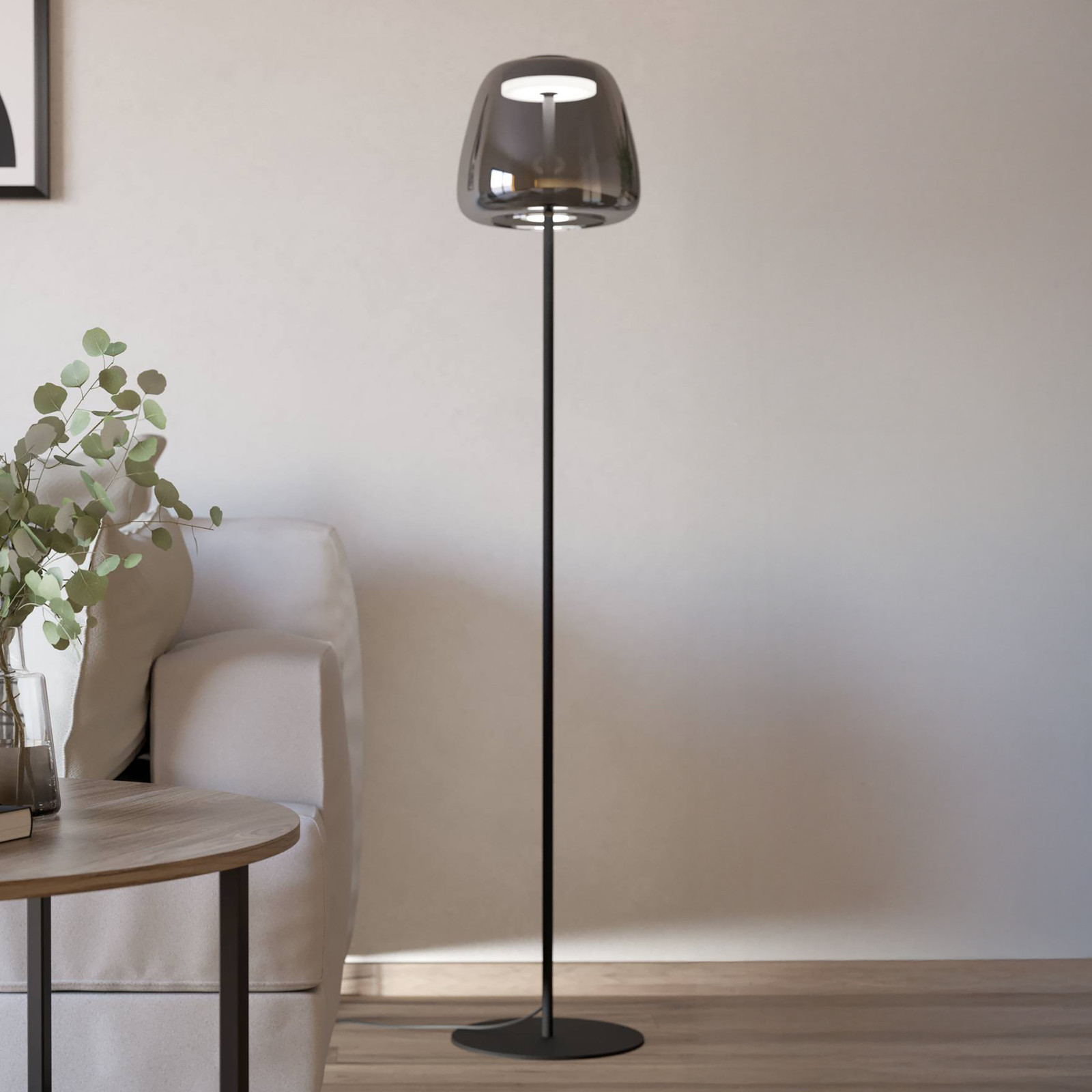 Eglo Alfero Staande LED-lamp grijs/zwart met rookglas en metaal