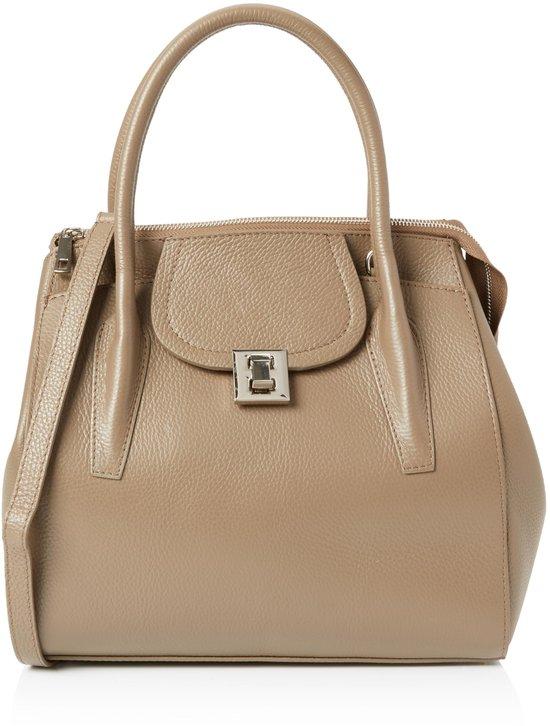 Damen-Henkeltasche aus Leder, Shopper-Modell, Taupe-Farbe, eine Größe - Elegante Handtasche mit abnehmbarer Schulterriem, geeignet für den täglichen Gebrauch und festliche Anlässe