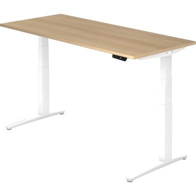 Hammerbacher Sitz-Steh-Schreibtisch elektrisch 180x80cm Eiche/Weiß