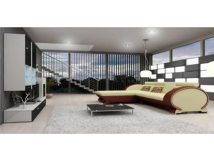 Xlmoebel Ecksofa Leder-Sofa mit Bar-Funktion und LED-Beleuchtung, Hergestellt in Europa