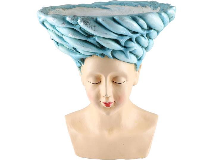 Dekofigur AM DESIGN Frauenkopf mit Fischen aus Polyresin , beige (creme), B:27,5cm H:39,5cm T:39,5cm, Polyresin, Dekofiguren, Dekofigur, handgefertigte Osterdekoration