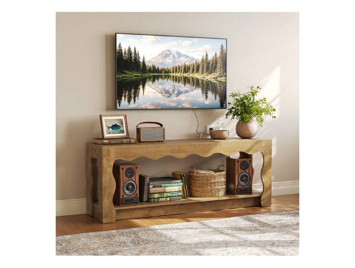 Tribesigns TV-Ständer Konsolentisch für 65-Zoll-Fernseher, Entertainment-Center aus Holz, (TV-Konsole im Landhausstil, mit offenes Regal)