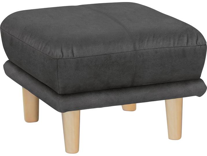Fußhocker, Anthrazit, 66x44 cm, Microfaser, Vintage Stil, Trendmanufaktur