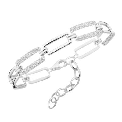 Armband SMART JEWEL "rechteckige Glieder, Zirkonia Steine, Silber 925", silber, Armbänder, Damen, 20cm, Silber 925 (Sterlingsilber), Armband