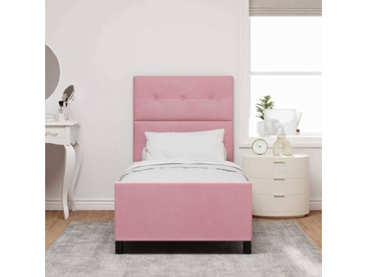 KTHLBRH Boxspringbett Samt Rosa 80 x 200 cm Gepolstertes Kopfteil aus massivem Kiefernholz, modernes Design