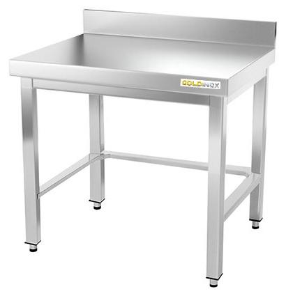 Arbeitstisch aus Edelstahl, Unterbau 600 x 500 mm, mit Rückenverstärkung, - GOLDINOX