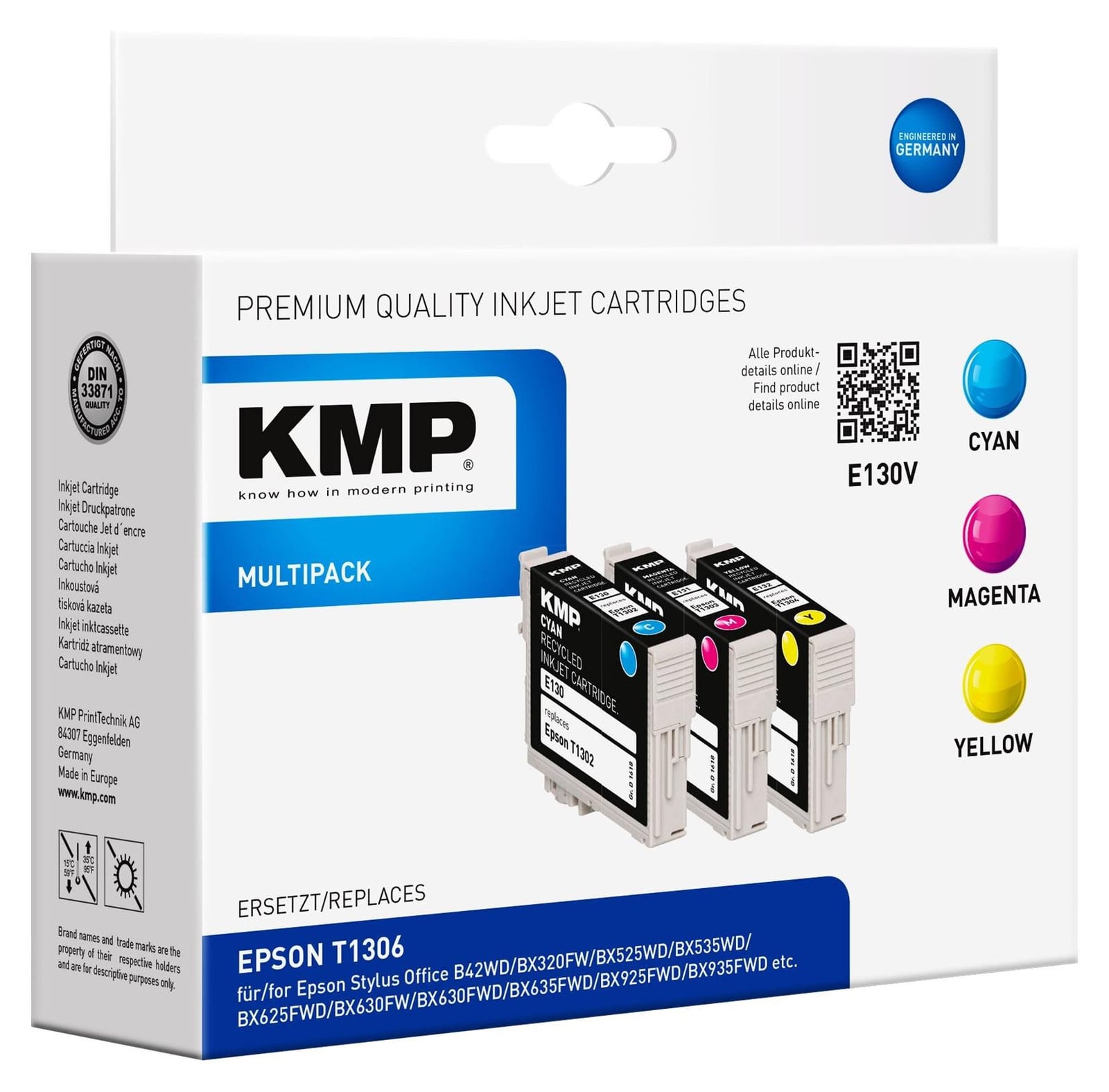 KMP E130V Multipack in C/M/Y compatibel met Epson T130