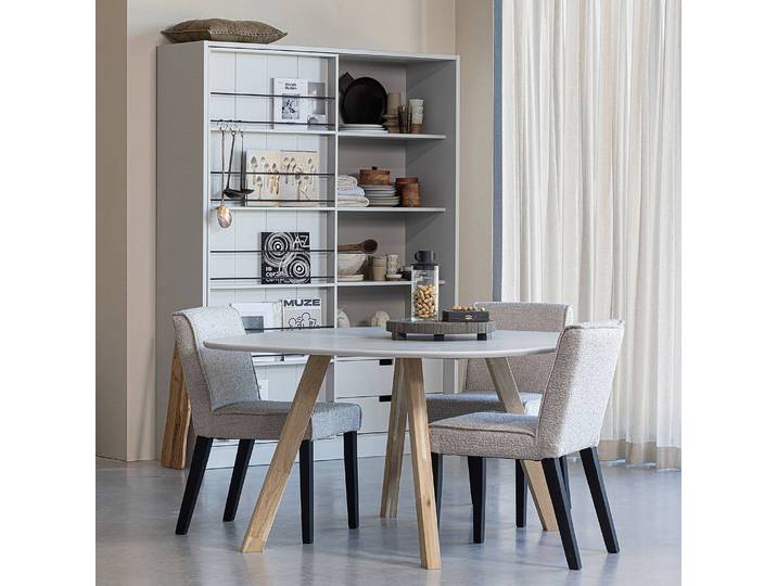 Esstisch Tablo Square 130 x 75 x 75cm Braun/Weiß/Creme/Braun Eckig
