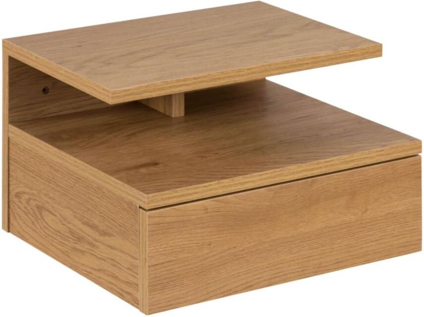 Hellin Chevet suspendu en bois 1 tiroir 1 niche chêne Marron 35x23x32cm