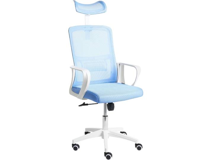 BELIANI Drehbarer Bürostuhl Blau aus Mesh mit Höhenverstellbarer Nackenstütze Heimbüro Homeoffice Schreibtischstuhl