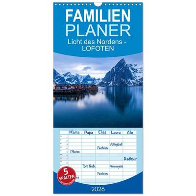 Familienplaner 2026 - Licht des Nordens - LOFOTEN mit 5 Spalten (Wandkalender, 21 x 45 cm) CALVENDO