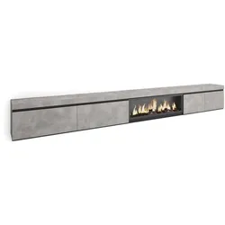 SKRAUT HOME Wohnzimmer TV-Schrank, Viel Stauraum, 368x35x45cm, XXL Elektrokamin, Modern, Zementgrau _ 513_9