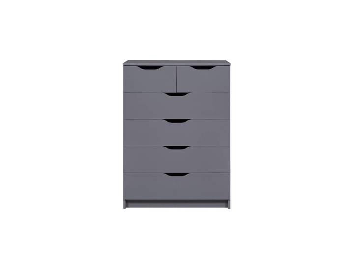 Commode 6 rangements en bois gris anthracite - CO12098