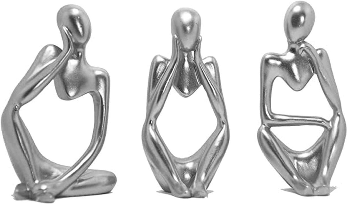 Solidchoice - Set van 3 Abstracte Denker Figuren voor op tafel, Moderne Decoratie