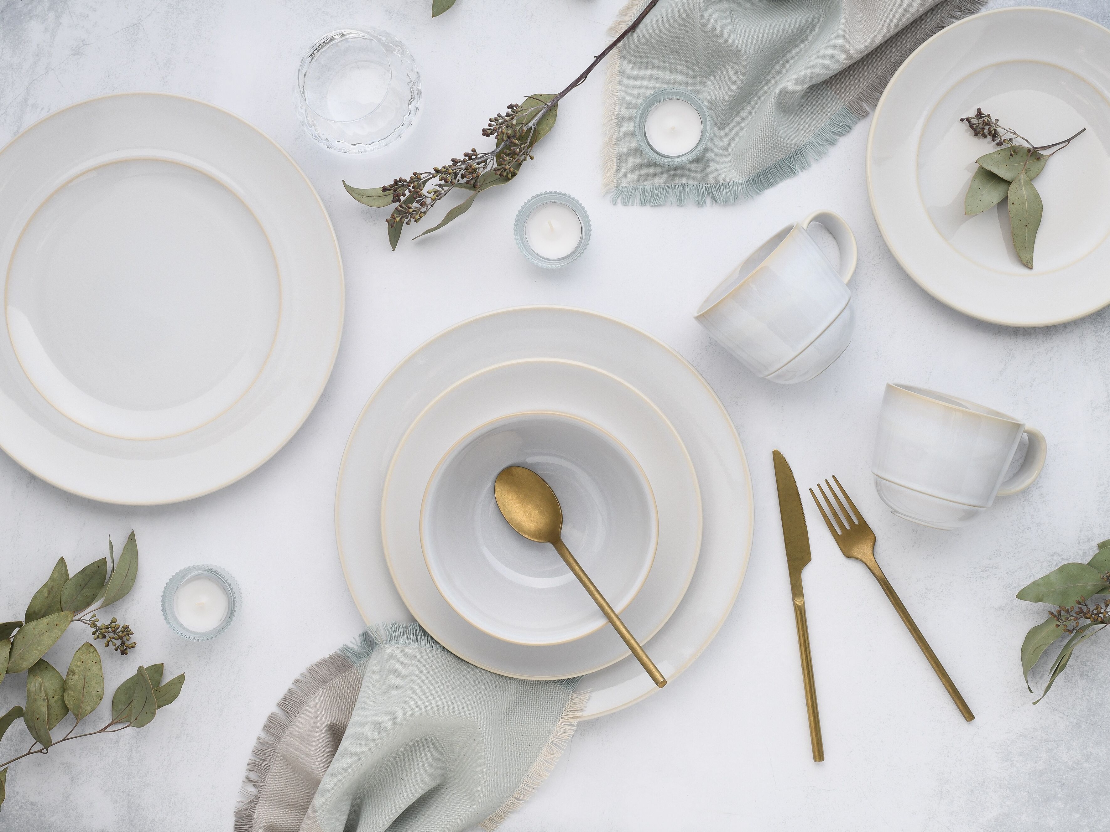 Kombiservice CREATABLE "Geschirr-Set Antique", weiß, 16 Stk., Steinzeug, Geschirr-Sets, Kombiservice, Service, weiß, Trendfarbe Offwhite, 16 Teile, für 4 Personen