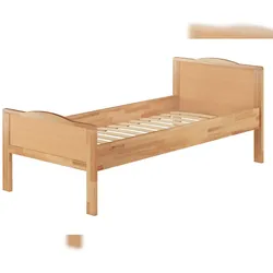 Erst-Holz Seniorenbett extra hoch Buchebett natur massiv 90x200 Einzelbett Futonbett Rollrost 60.70-09FL