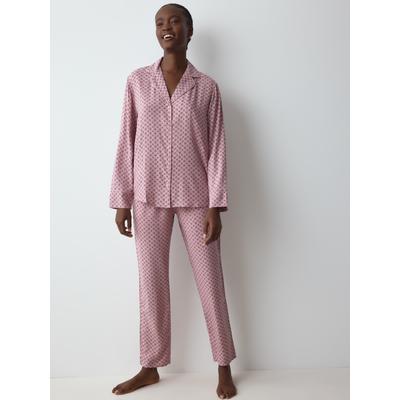 Pyjama TRIUMPH "Boyfriend Fit PW 03", Damen, Gr. 38, rosa (rot, light combination), Single Jersey, Obermaterial: 100% Viskose, bequem lang, V-Ausschnitt, Homewear-Sets Pyjama, bequem und stilvoll