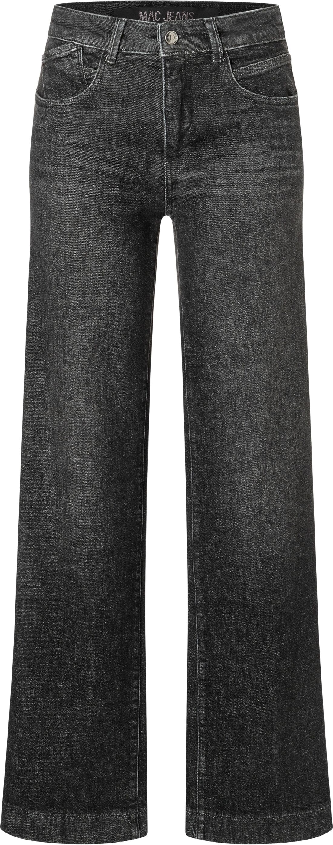 Jerseyhose MAC "Shirt-Hose Palazzo Cropped", Damen, Gr. 38, Länge 34, schwarz (chic schwarz used), Jersey, Obermaterial: 99% Baumwolle, 1% Elasthan, gerade 7/8-Länge, Hosen Jerseyhose chic schwarz used 38, Länge 34