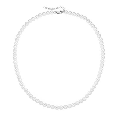 Perlenkette SMART JEWEL "mit Muschel-Perlen, Silber 925", weiß, Halsketten, Herren, 52cm, Silber 925 (Sterlingsilber), Perlenkette
