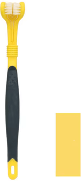 Inspire Picks 3 Sided Pet Toothbrush For Dogs & Cats Deep Cleaning Dental Care Brush yellow