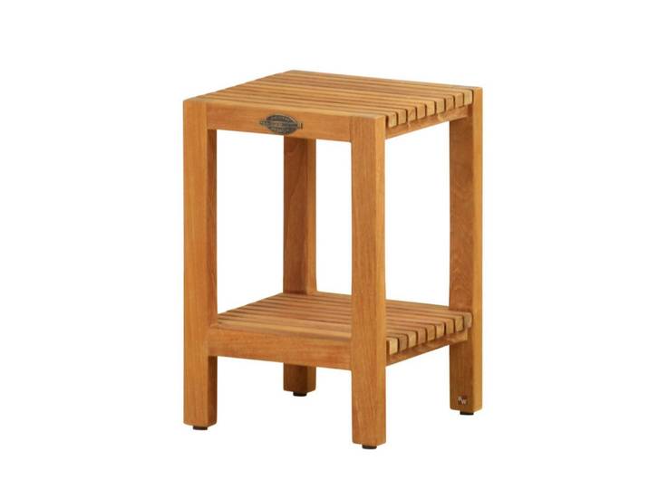 Kai Wiechmann Beistelltisch Badtisch Holz Leandro, Premium Beistelltisch aus Teakholz mit Ablage