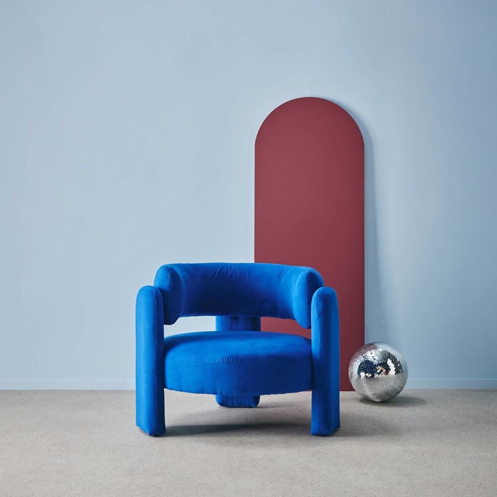 sweeek Fauteuil tripode en tissu bleu type feutrine Bleu 92x71x86cm