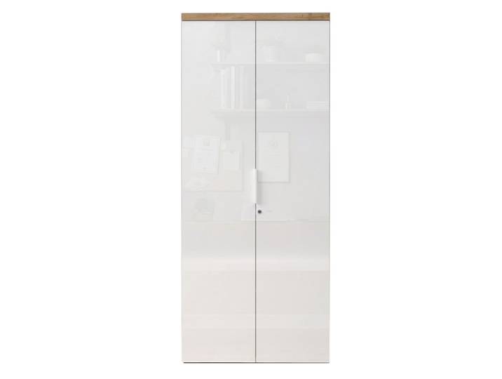 Armoire 2 portes Falco Blanc Brillant/chene - Basika