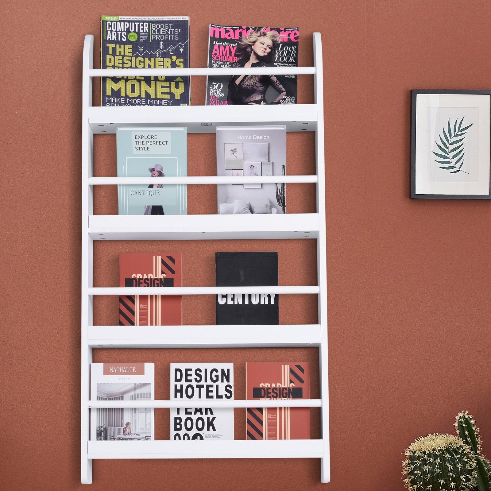 benzoni Mobile Libreria da Parete 4 Ripiani 59x12x113 cm in Legno Bianco...