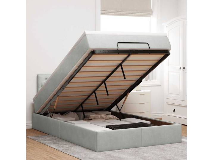 vidaXL Ottomanische Bett mit Matratze Hellgrau 120x190 cm Samt