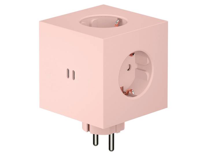 Avolt Steckdosenwürfel Square 2, Altrosa, Kunststoff, 7.6x7.6x11.3 cm, CE, ohne Kabel, Elektrogeräte, Elektronik-Zubehör, Steckdosen & Stecker