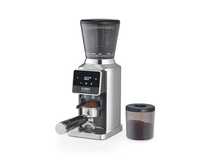 CASO BaristaChef Inox Pro - elektrische Kaffeemühle, mit Siebträgerhalterung