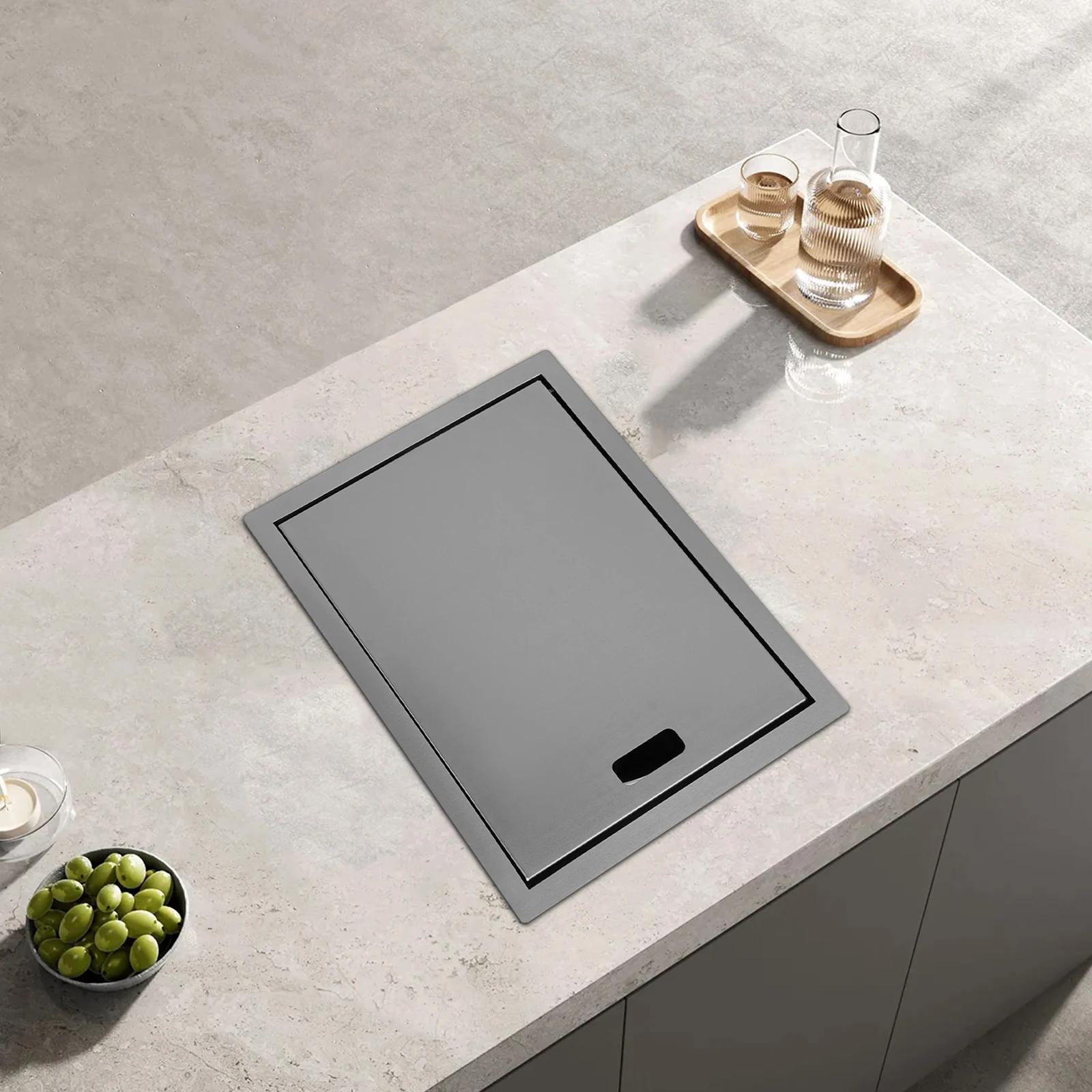 Küchenspüle - Einbauspüle Einzelbecken rechteckig - Edelstahl 304 - 440×320×210 mm - Mit Armatur, 1 Loch - Dunkelgrau