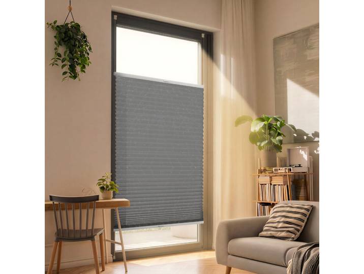 Plissee für Balkontür ohne Bohren 90x210cm lichtdurchlässig,