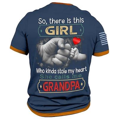 Grafik-T-Shirt für Großväter - Meine Enkelin hat mein Herz gestohlen Familienliebe Geschenk Kurzarm-Tee