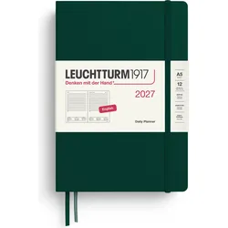 Leuchtturm 1917 Tagesplaner liniert Hardcover 2027 EN A5, dunkelgrün